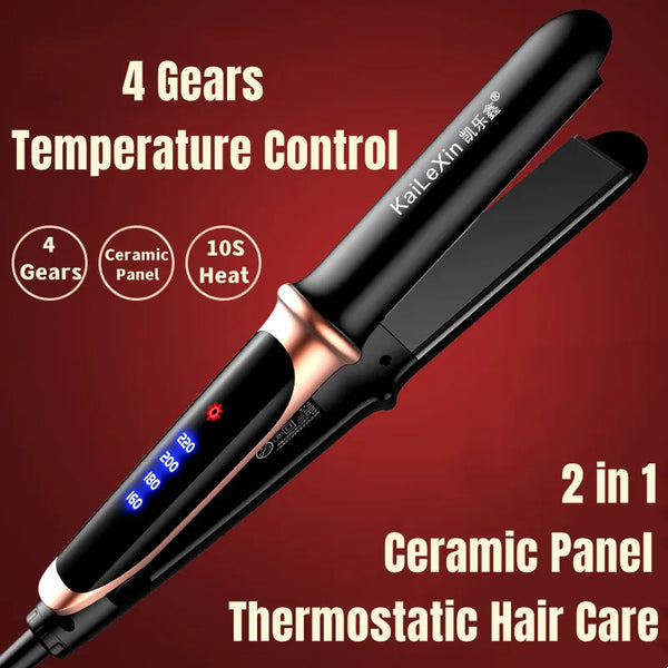 Alisador de cabelo profissional, Temperatura Ajustável, 2 em 1, aquecimento rápido, Para cabelos molhados ou secos