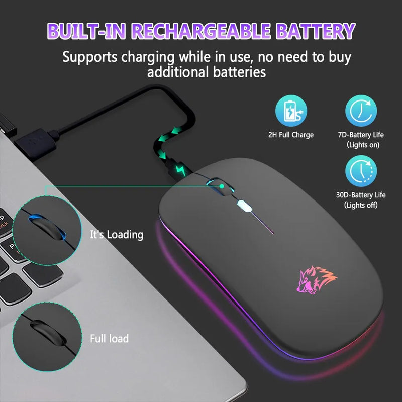 Mouse Bluetooth 2.4GHz RGB Com Adaptador USB
