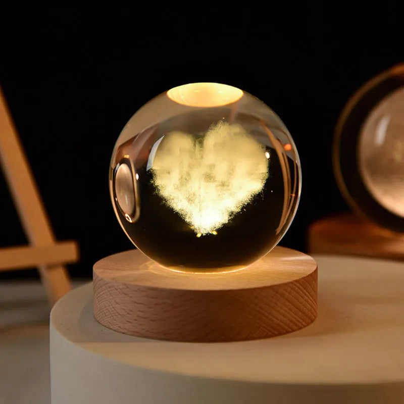 Luminária Bola Cristal De Mesa Criativa 3D Led